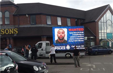 Mobile Electronic Screen in Morrisons car park, Rochdale