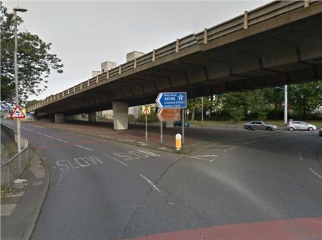 The slip road on to Mancunian Way