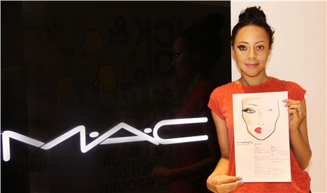 Lynda with her MAC face chart