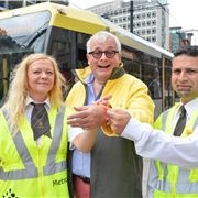 Christopher Biggins With Metrolink PSR's L To R Jeanette Shepard And Wassim Akram