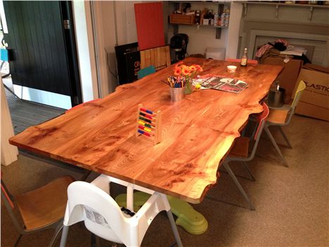 Big rustic table in Caffeine & Co