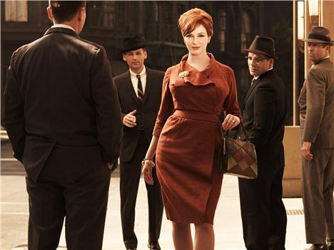 Christina Hendricks in 1960s TV series Mad Men. The actress had to wear the sculpting, boosting and restraining undergarments of the period.