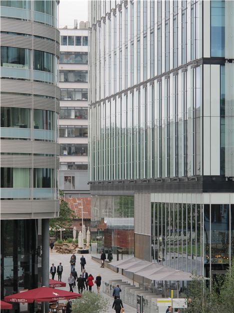 Tower 12, glimpsed between the Spinningfield's offices