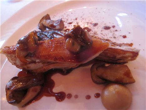 Roast Breast Of Chicken With Braised Chicory, Cep Cream And Cockles