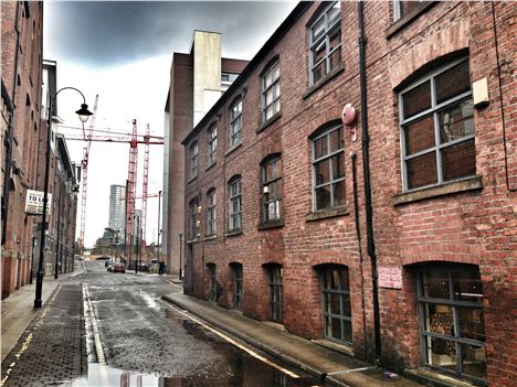 View from Wilson's flat on the right back towards the First Street building site of HOME