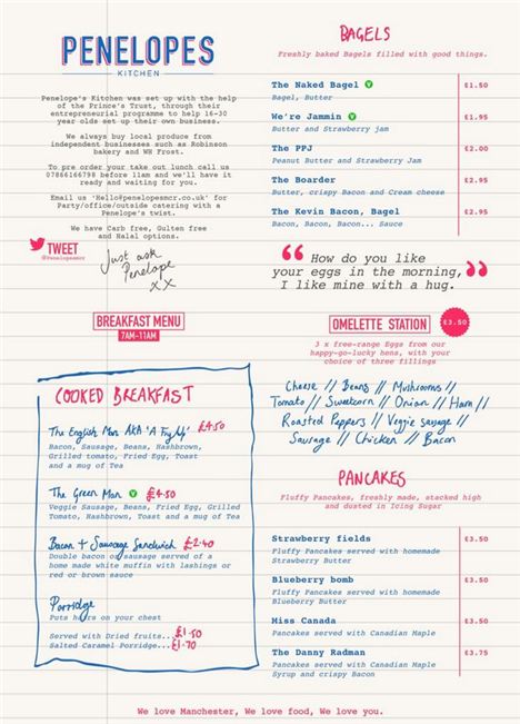 Penelope's Kitchen Menu