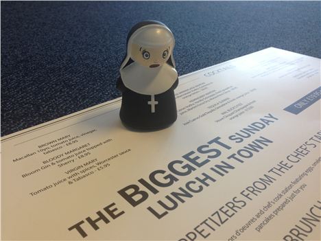 Shocked nun on the big menu