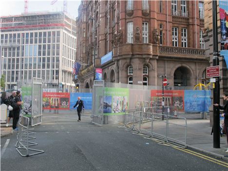 The conference 'secure zone' entrance