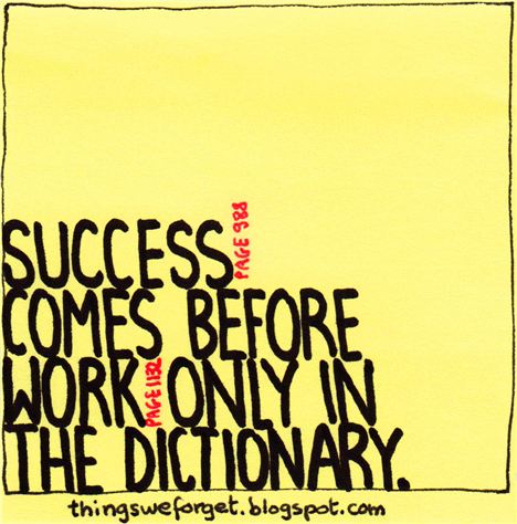 Success Comes Before Work Only In The Dictionary