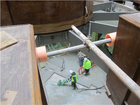 The 'oculus' - the area around the librarian desk in the centre of the Reading Room will have a class floor looking down to the archive room below