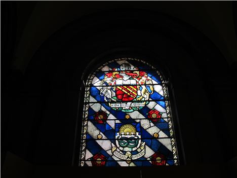 Stained glass on the stairs