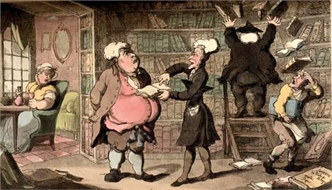 Thomas Rowlandson caricature of learned library types in the special collections