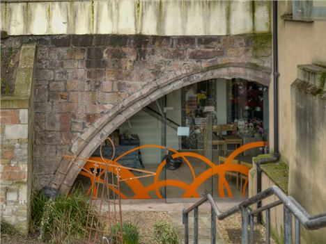 Looking into the Visitors Centre under the medieval bridge