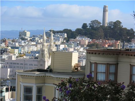 View Of The Italian Church And Coit Tower From Russian Hill