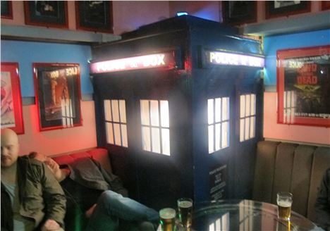 The tardis and a bloke asleep