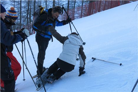 Gill Take A Tumble On A Black Run While Snow Shoeing