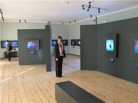 Meg McHugh stands in the Wellcome Trust exhibition currently occupying Liverpool Road Station