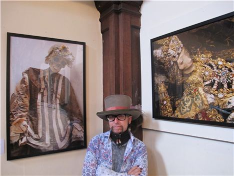 Paul Koudounaris with images of death and the world's biggest hat