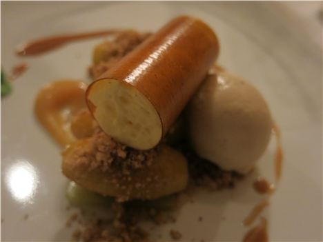 Caramelised Apples, Pecan Crumble With Jersey Black Butter Ice Cream At Longueville