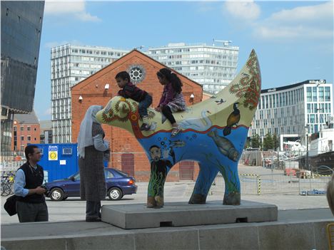 At play on the Pierhead, Liverpool