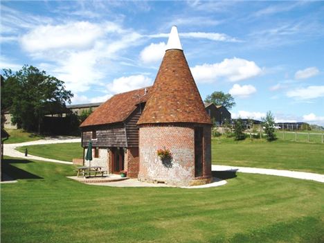 Real oast house in the National Museum Of Oast Houses, Kent
