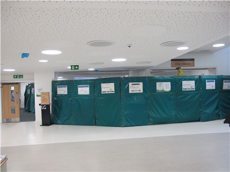 Building works associated with the glass blob currently block the three car wide access between Central Library and The Town Hall Extension and even then a smaller side door is adequate