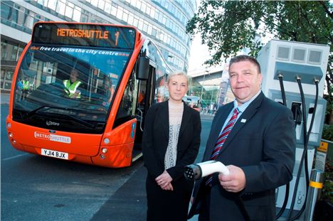 Cllr Mark Aldred, Deputy Chair of the TfGM Committee, with Vicky Tomlinson, operations manager for bus operator First.