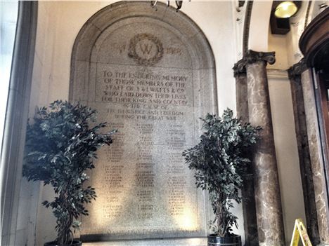 The names of those killed from the Watts company are listed opposite the Manchester Sentry