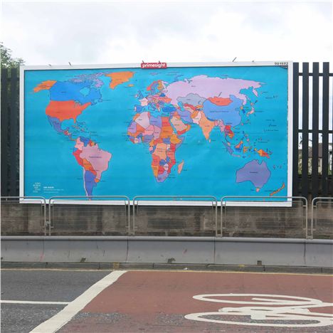 World Map On A Hoarding