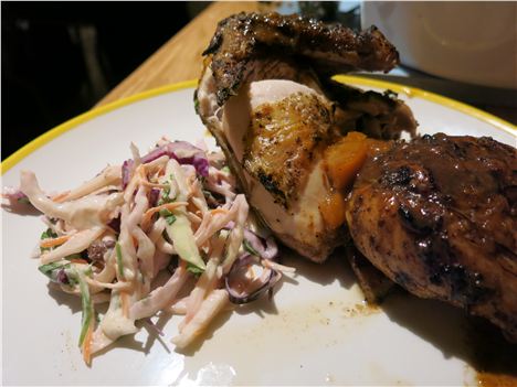 Jerk chicken with slaw