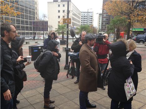 Filming on Bridge Street