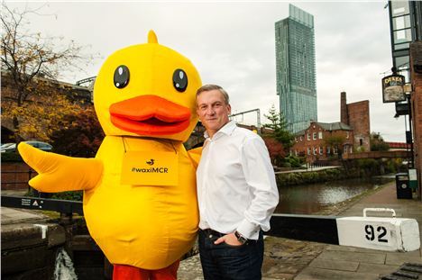 Founder Steve Caldwell and a massive duck