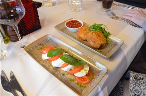 Various starters and poor mozzarella and tomatoes