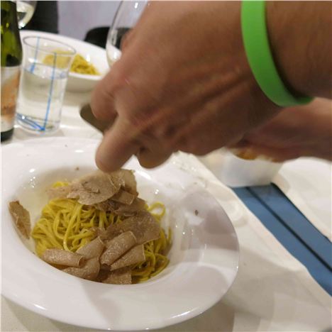 Slicing The White Truffle On To Our Pasta