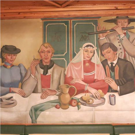 Scene From The Wedding Feast Mural - Dining Romm Hotel Edelweiss %26#38%3B Gurgl