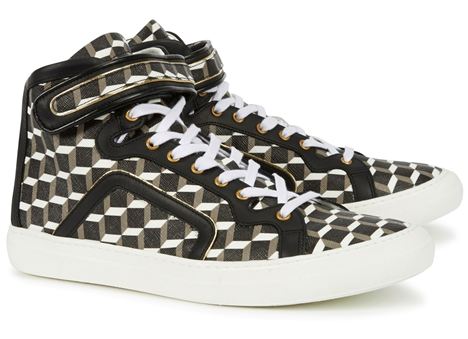 Harvey Nichols Manchester_Pierre Hardy Cube Print Coated Canvas Hi-Top Trainers %28%26#163%3B450%29 Sale Price %26#163%3B180_Available Instore