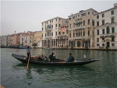 Classic Gondola Scene In Venice