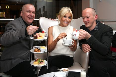 Owners Will Hannah (left) and Jason Abbot (right) with actress Michelle Collins