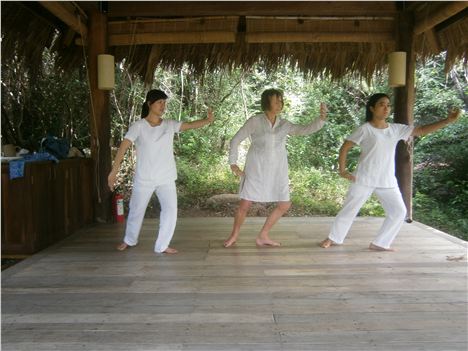 Gill %28Centre%29 At Tai Chi Session At Six Sense Ninh Van Bay